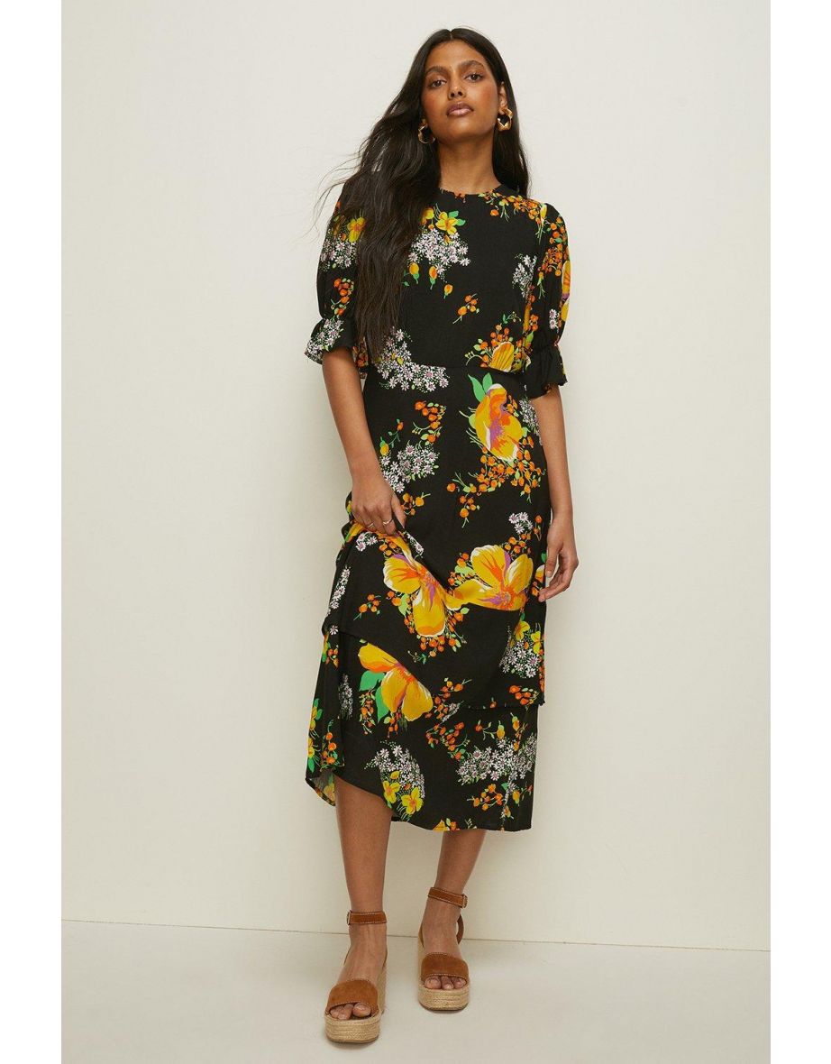 Oasis yellow cheap floral dress