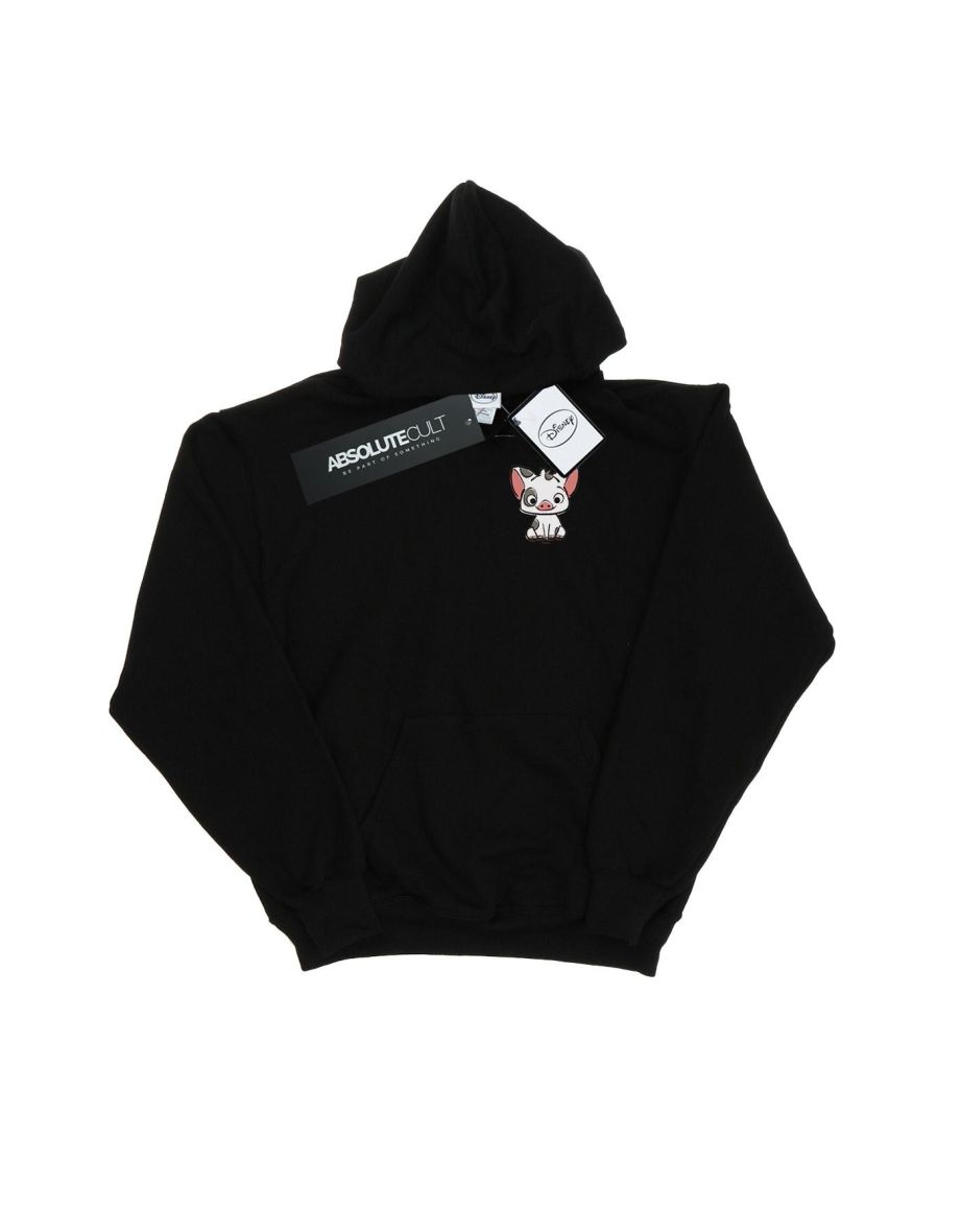 Disney Boys Moana Pua The Pig Breast Print Hoodie - Black - 1