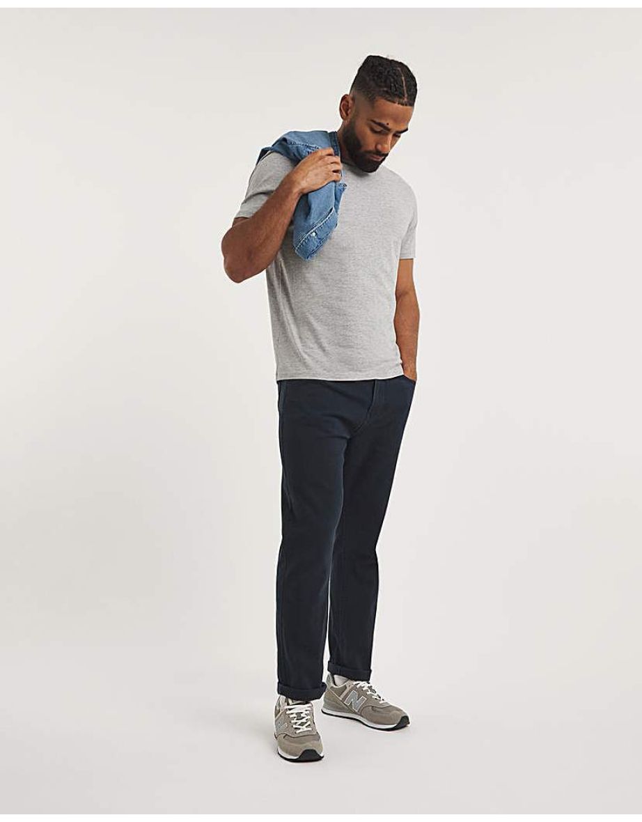 Navy Straight Stretch Gabardine Jeans