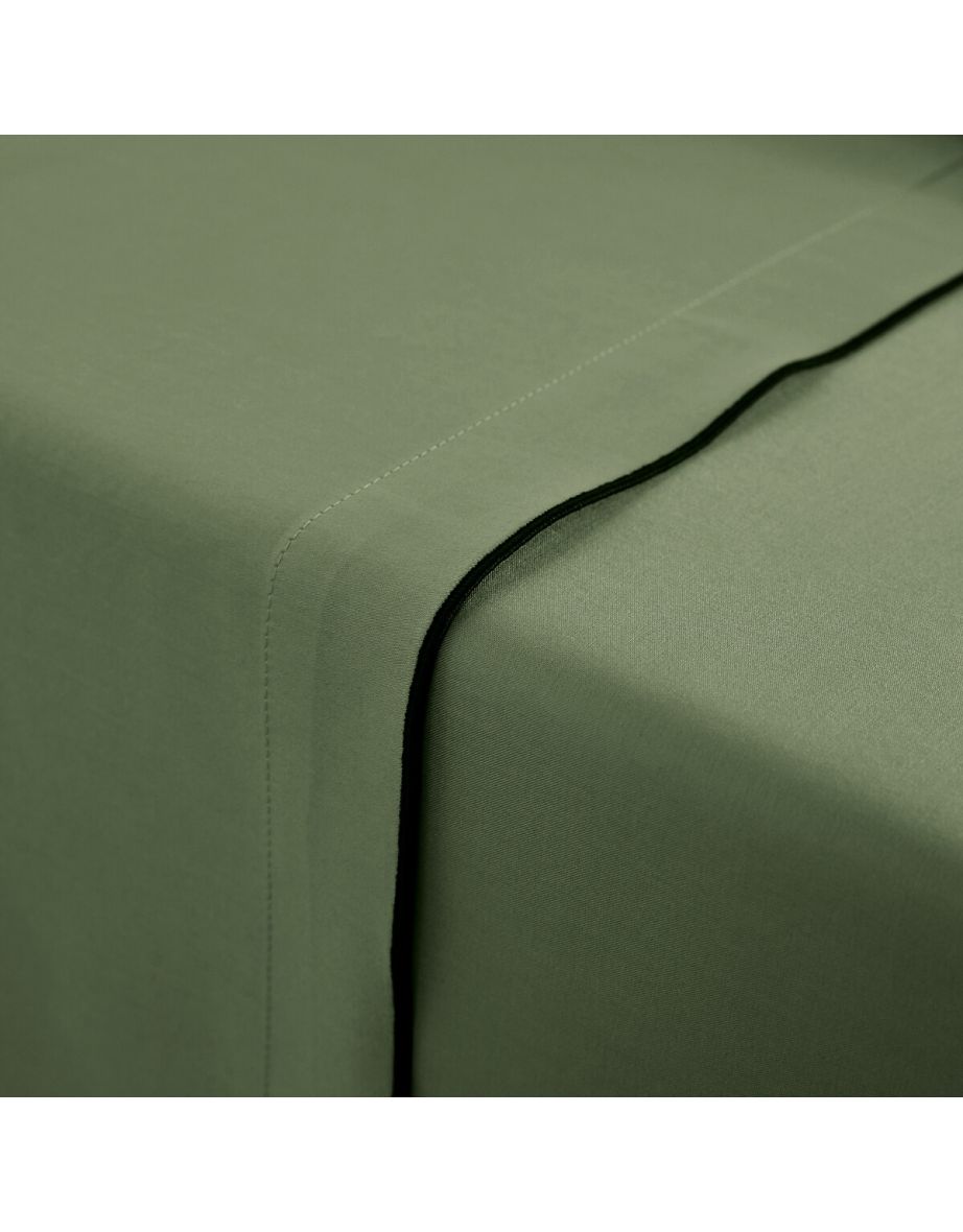 Victor Plain 100% Washed Cotton Satin 300 Thread Count Flat Sheet - 2