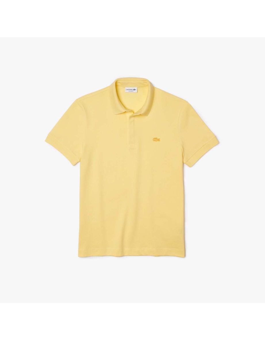 Men's Lacoste Regular Fit Paris Stretch Piqué Polo Shirt in Yellow - 4