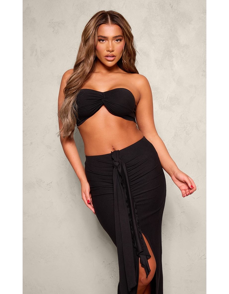 Black Soft Touch Twist Front Bandeau