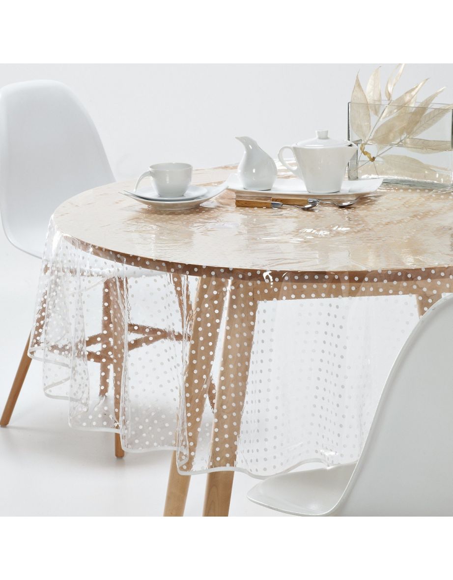 Transparent PVC Tablecloth with Polka Dots