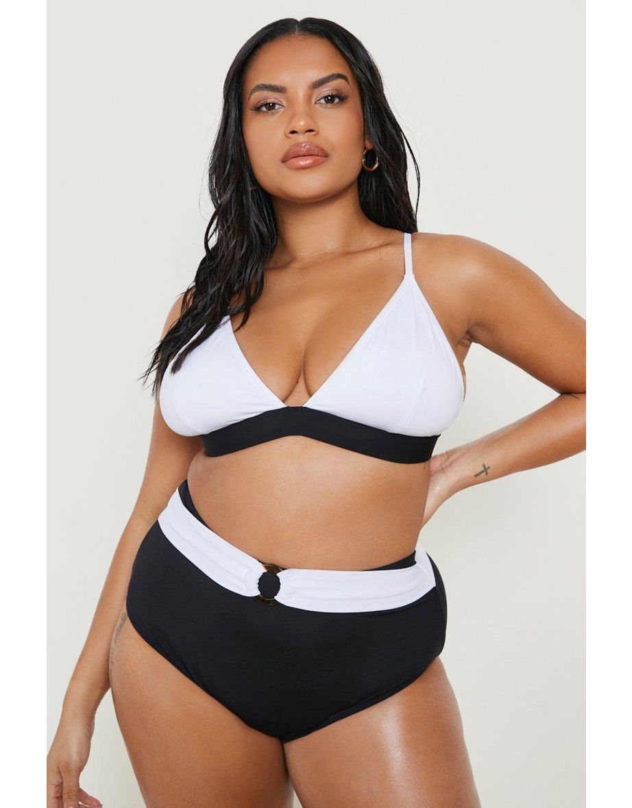 Plus Mono Colour Block Belted Bikini - mono