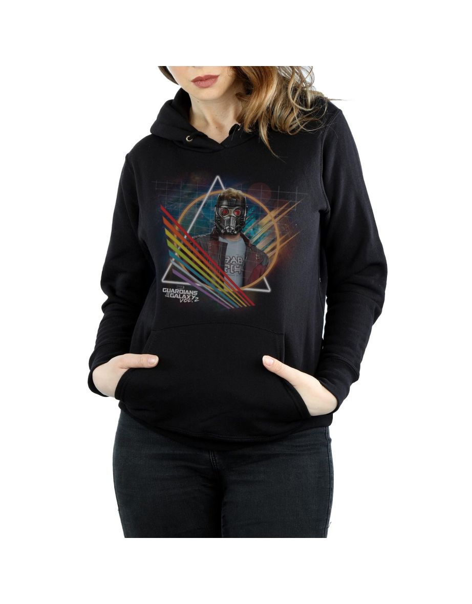 Marvel Womens/Ladies Guardians Of The Galaxy Neon Star Lord Masked Hoodie - Black - 2