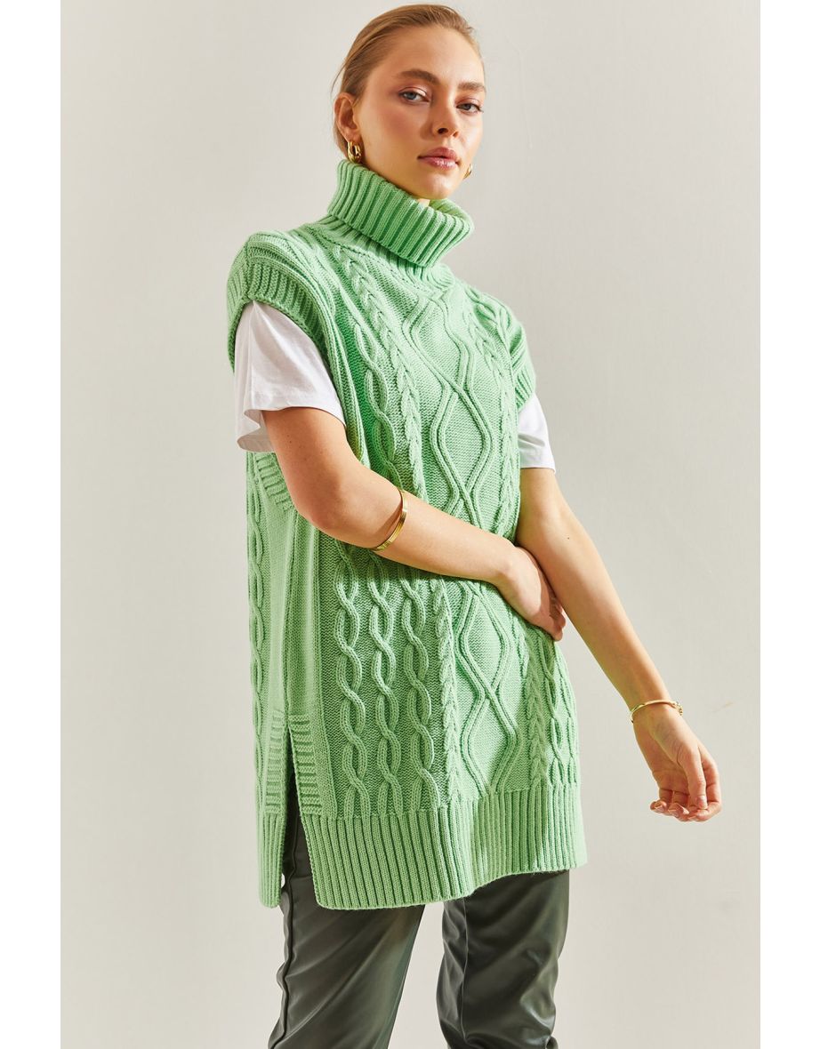Women's Turtleneck Hair Braided Knitwear Sweater