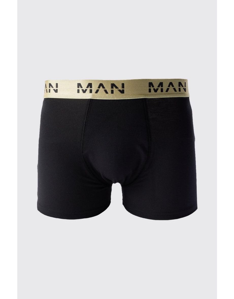 5 Pack Man Roman Gold Waistband Boxers In Black - black - 2