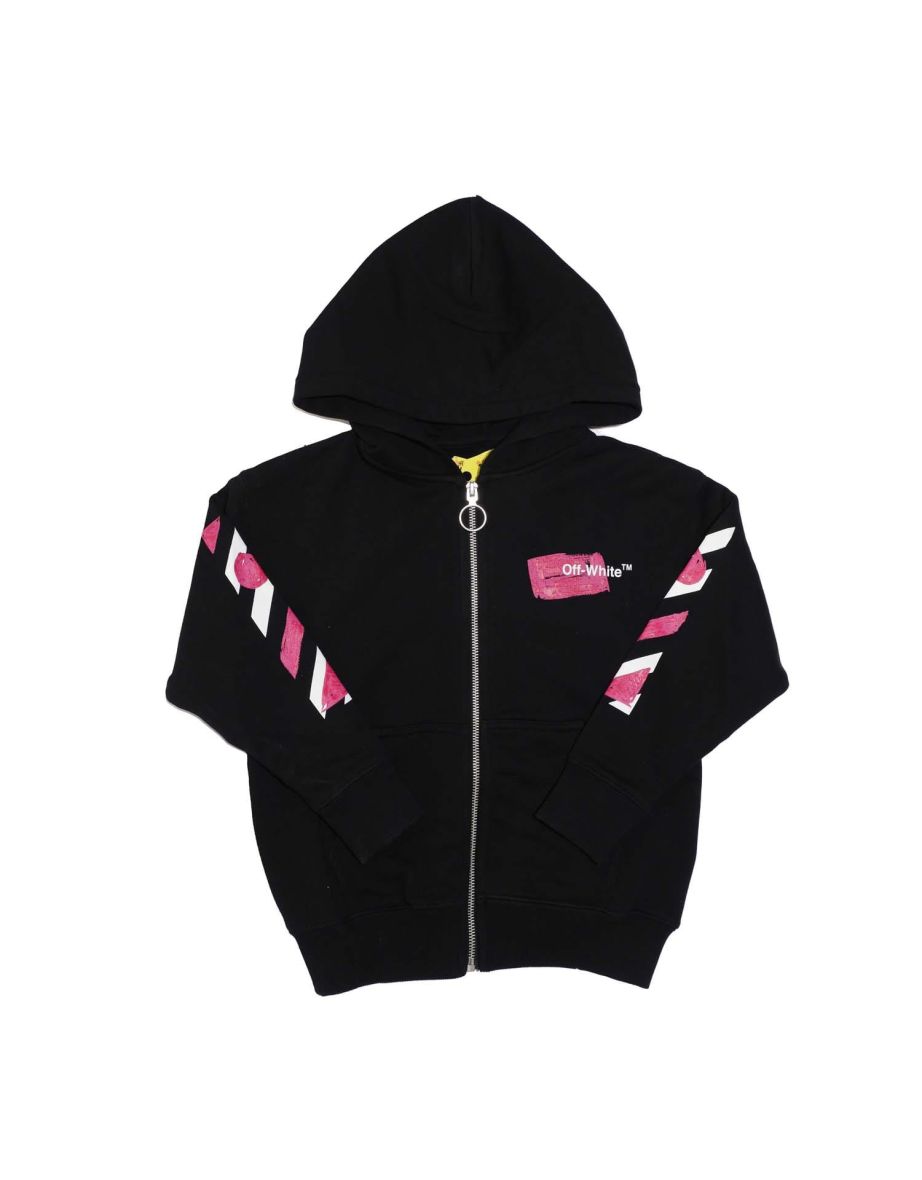 Girl's Off White Juniors Shape Zip Hoodie in Black