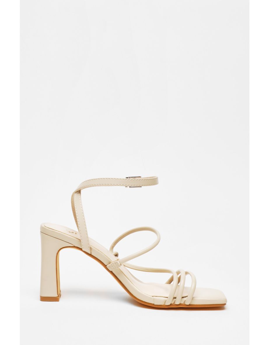 Quiz Nude Faux Leather Block Heeled Sandals - 4