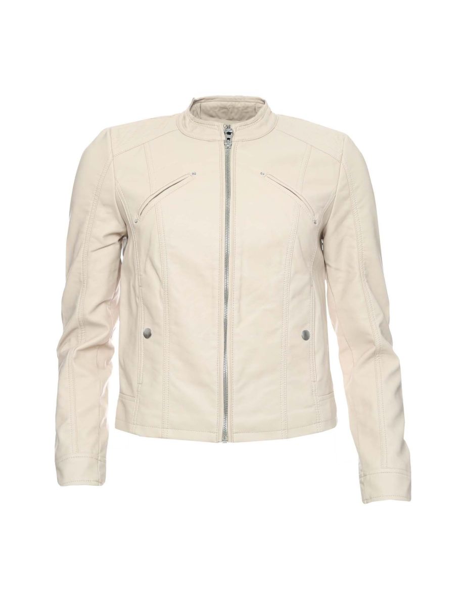 Women's Vero Moda Favodona Faux Leather Jacket in Cream