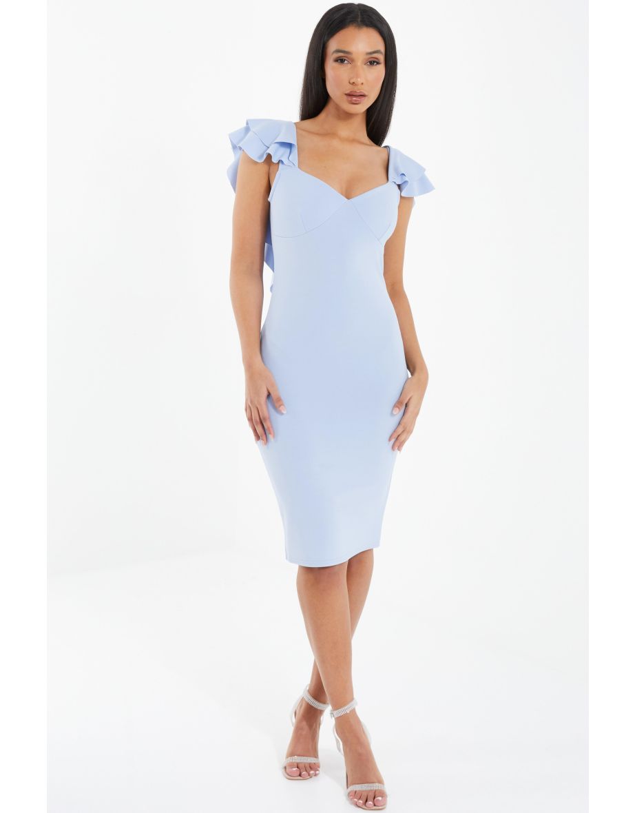 Light blue bodycon midi dress deals