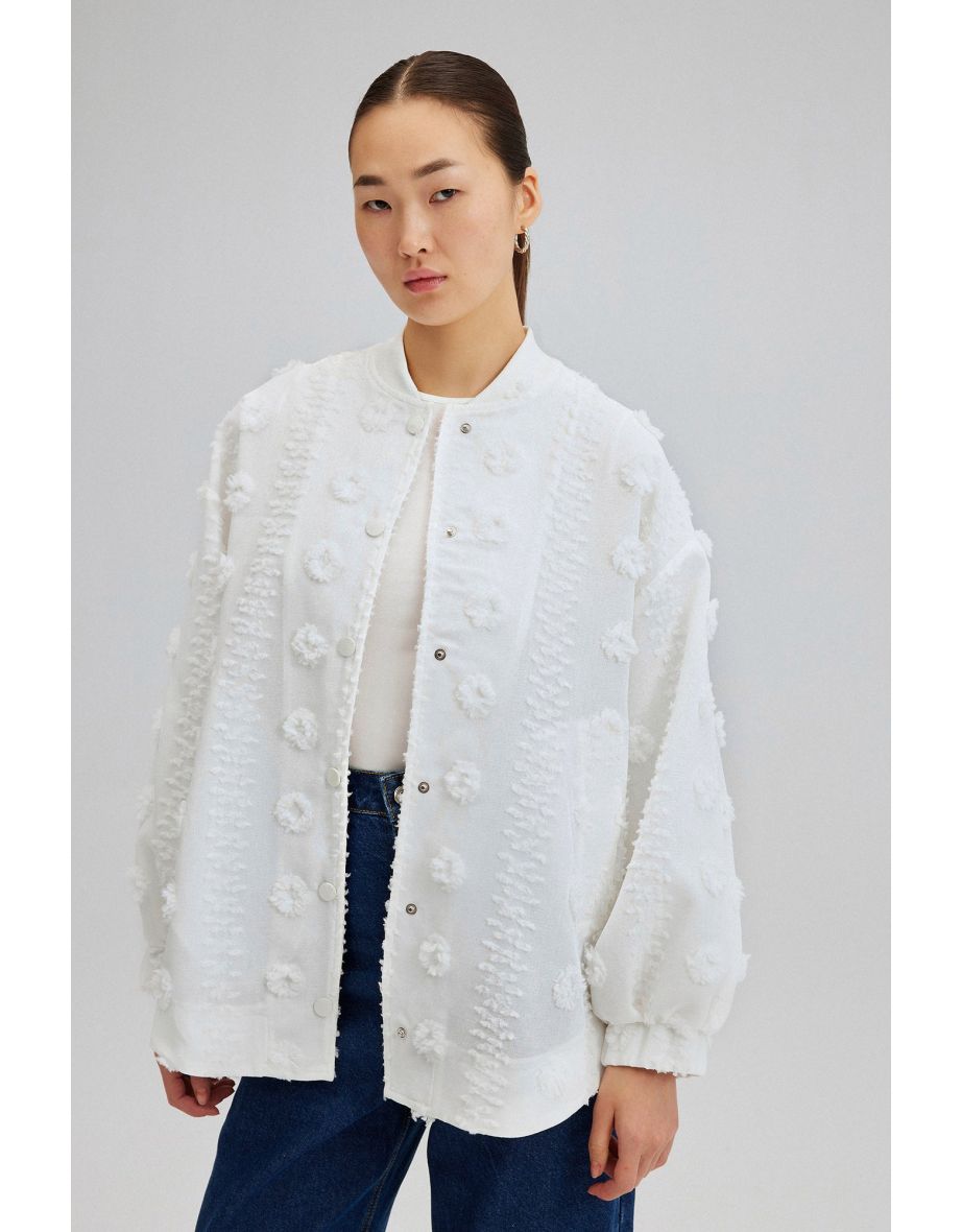 Shop FLORAL LACE BOMBER JACKET Online in Oman VogaCloset