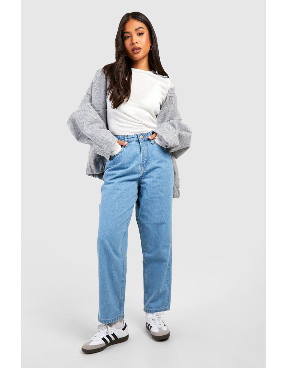 Shop Petite Mid Blue High Rise Mom Jeans 26 Online in Qatar VogaCloset