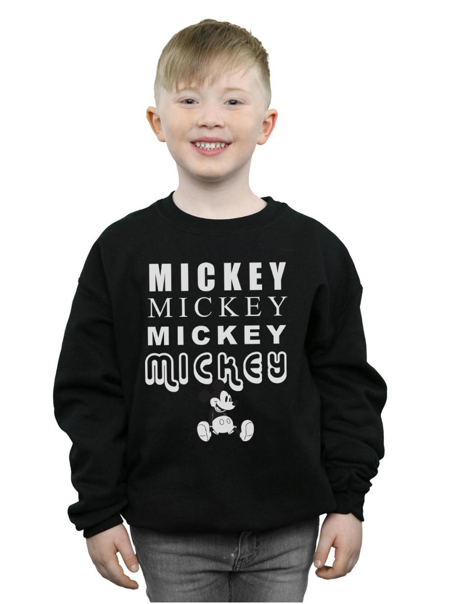 Disney Boys Mickey Mouse Sitting Sweatshirt - Black