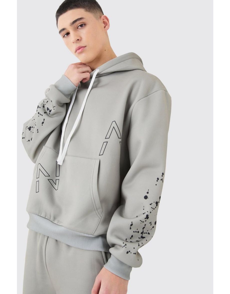 Oversized Boxy Man Dash Paint Splatter Gusset Tracksuit - taupe - 2