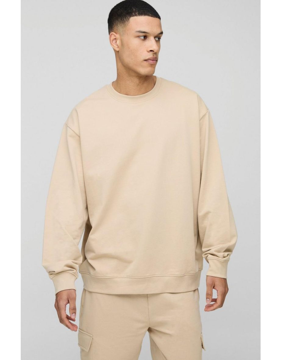Tall 260GSM Loopback Oversized Fit Basic Sweat - taupe