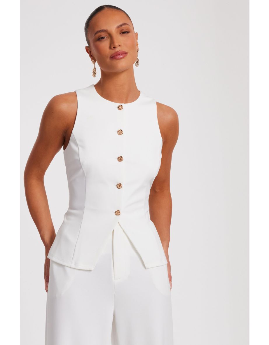 Cream Wide Leg Trousers