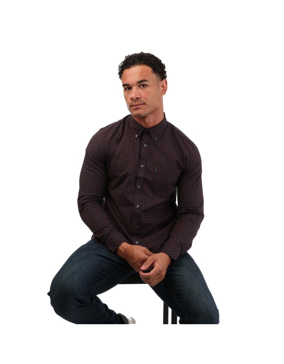 Men's Ben Sherman Mini Mod Check Shirt in Red - 3