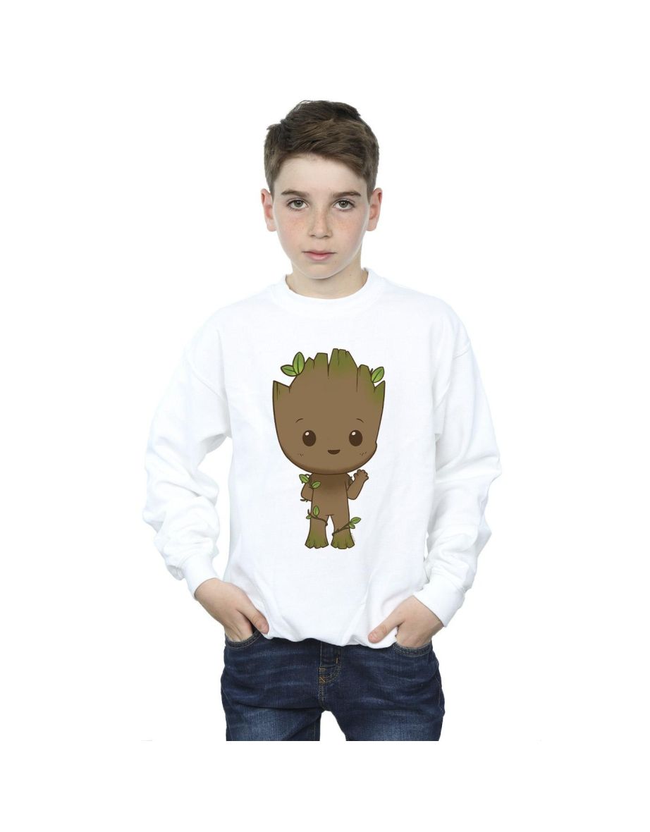 Marvel Boys I Am Groot Chibi Wave Pose Sweatshirt - White