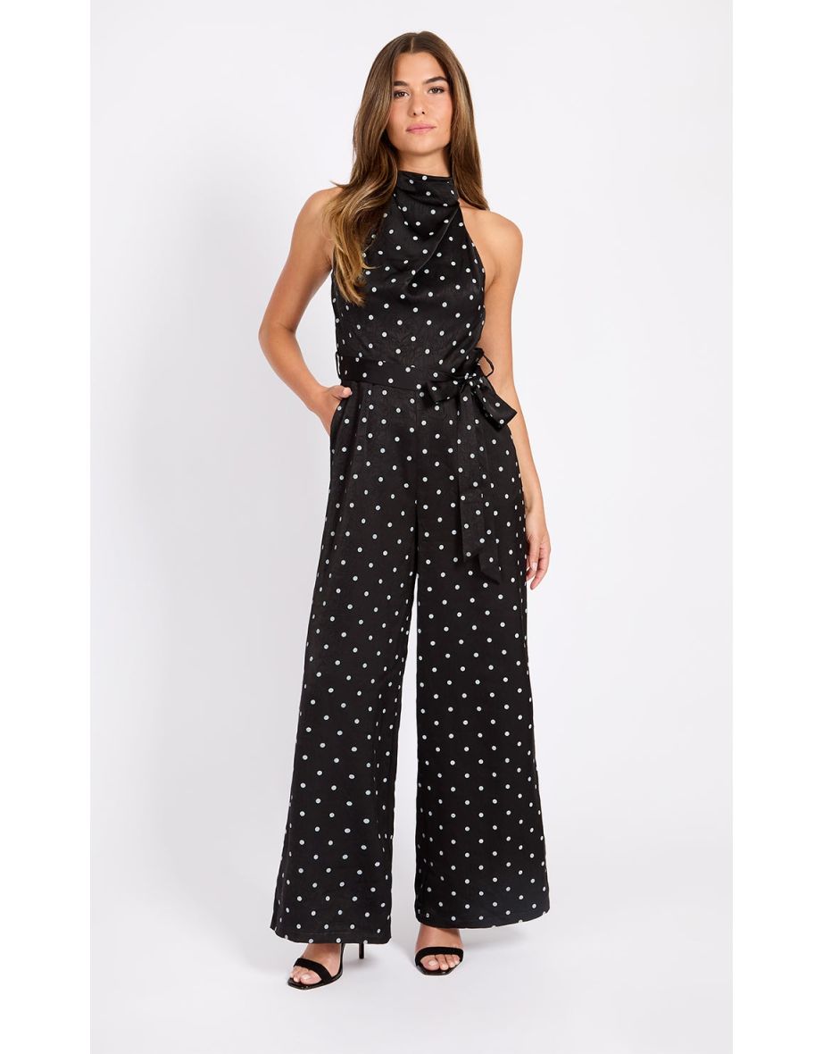 Polka Dot Satin Jumpsuit
