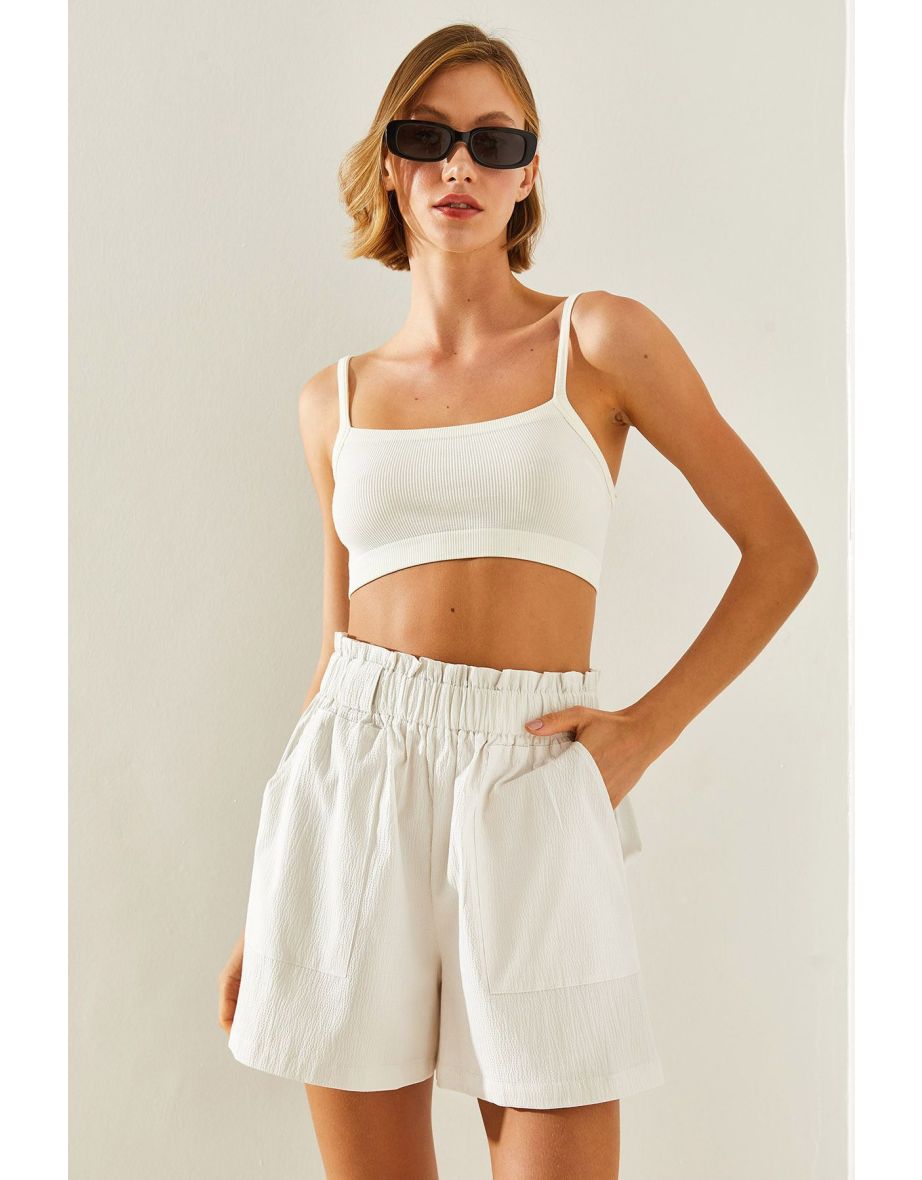Women's Big Pocket Detailed Elastic Waist Parachute Fabric Shorts & Bermuda - 5