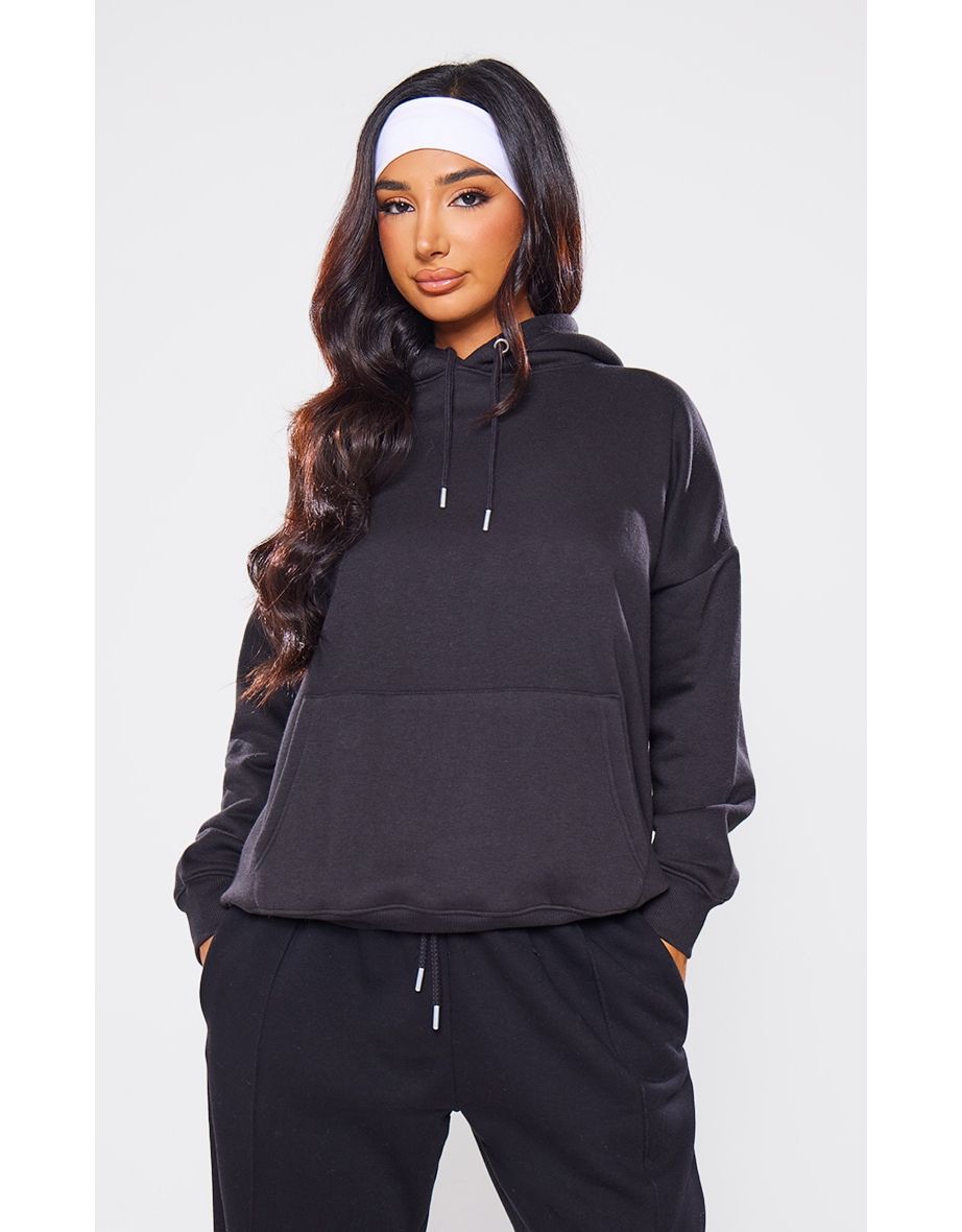 Shop Petite Black Slogan Detail Hoodie Online in Bahrain VogaCloset