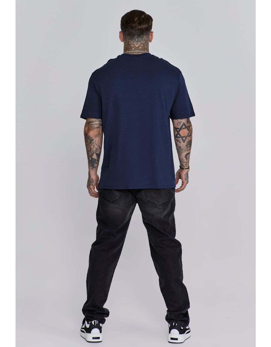 Men's SikSilk Oversized Chain T-Shirt in Blue - 4