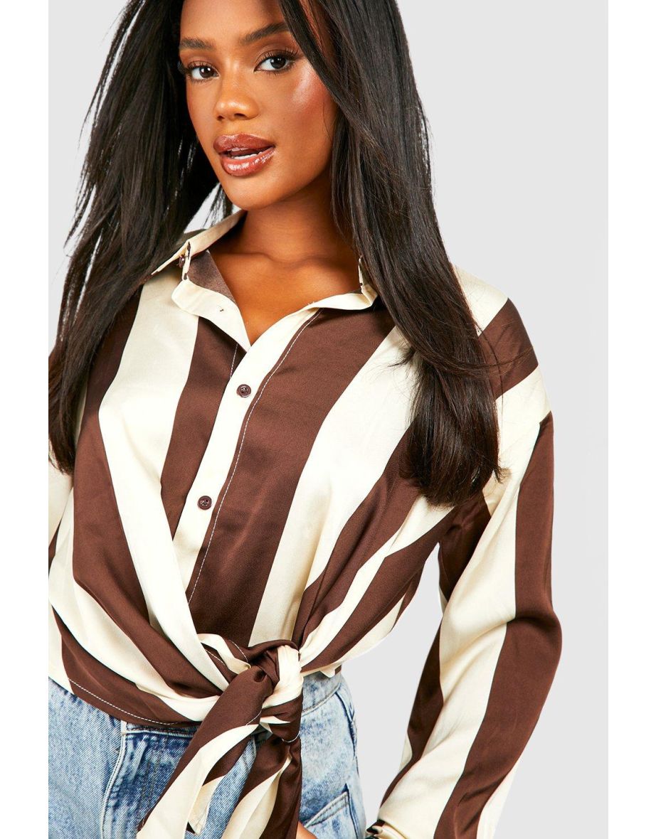 Satin Tie Side Shirt - 3