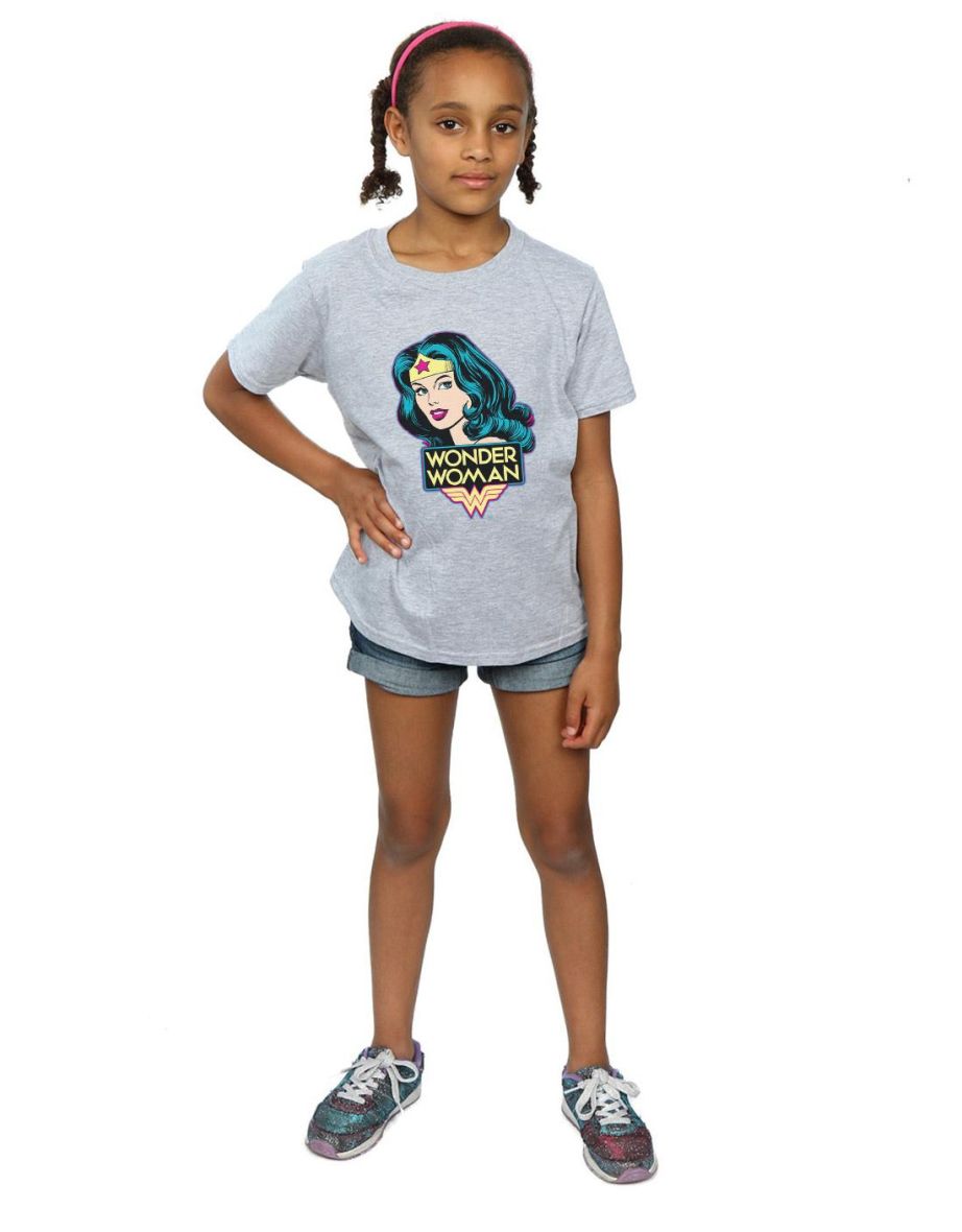 Wonder Woman Girls Head T-Shirt - Sports Grey - 3