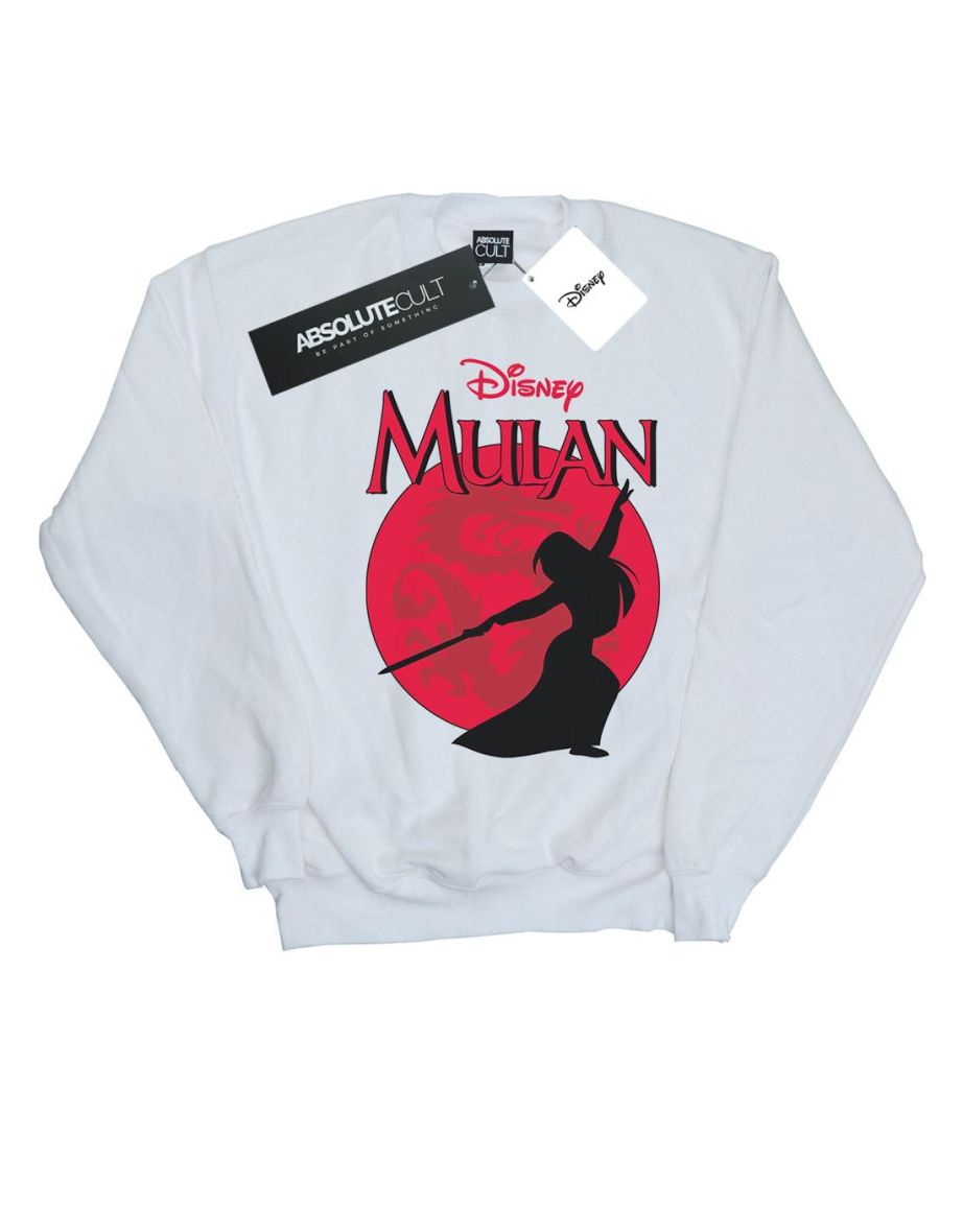 Disney Girls Mulan Dragon Silhouette Sweatshirt - White