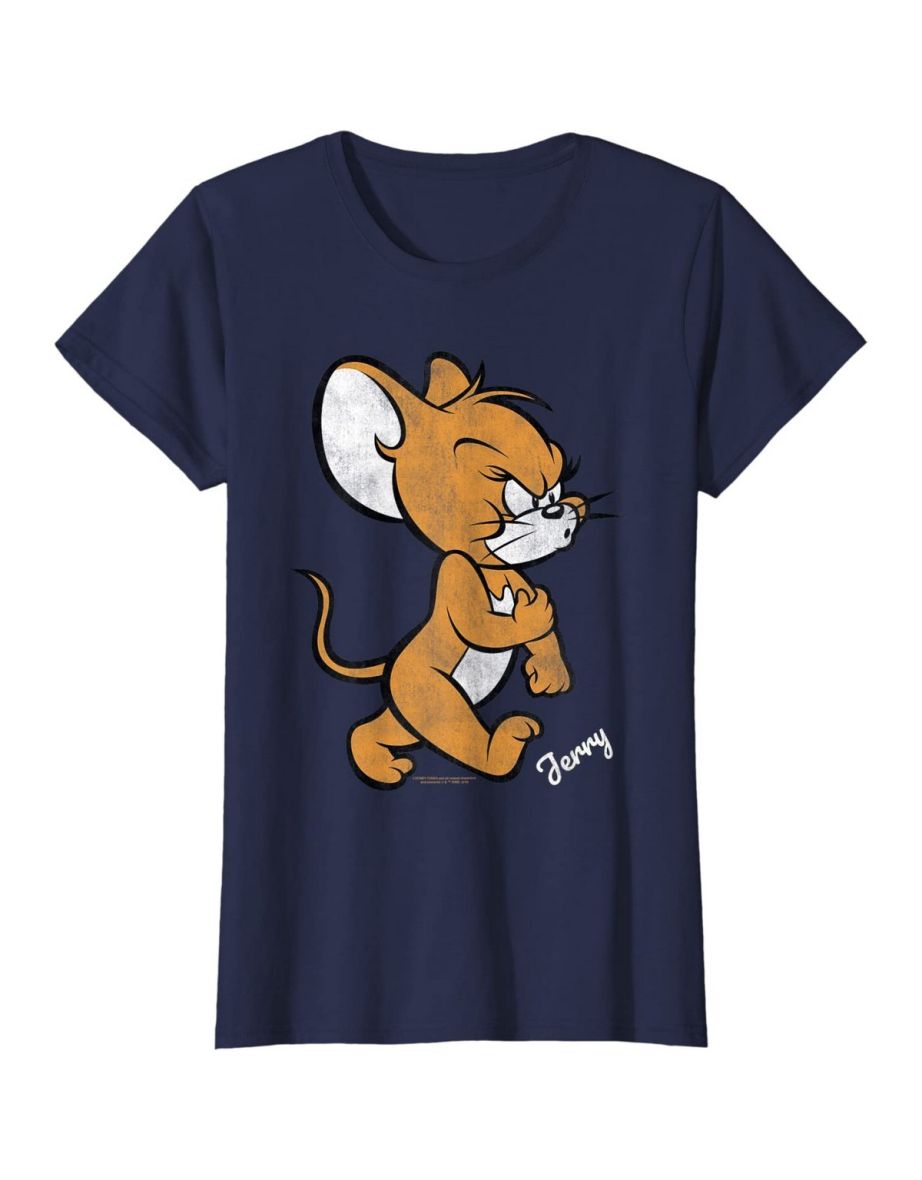 Tom and Jerry Womens/Ladies Angry Mouse Cotton T-Shirt - Navy Blue