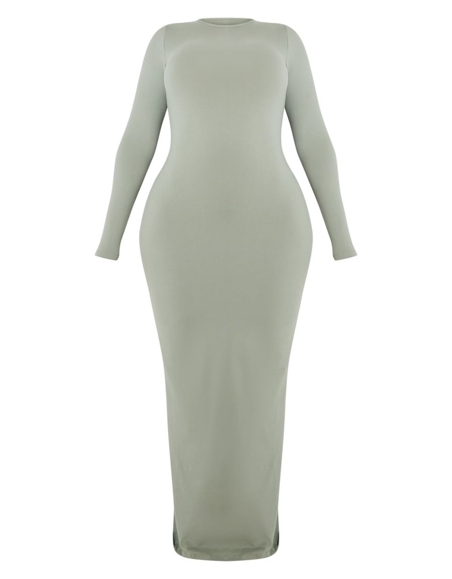 Shape Sage Green Sculpted Long Sleeve Maxi Dress - 4