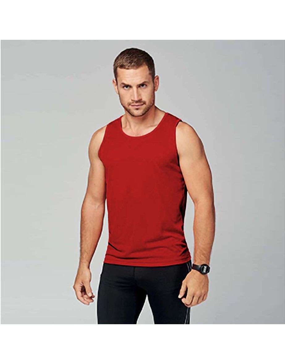Kariban Proact Mens Sleeveless Sports Training Vest - Red