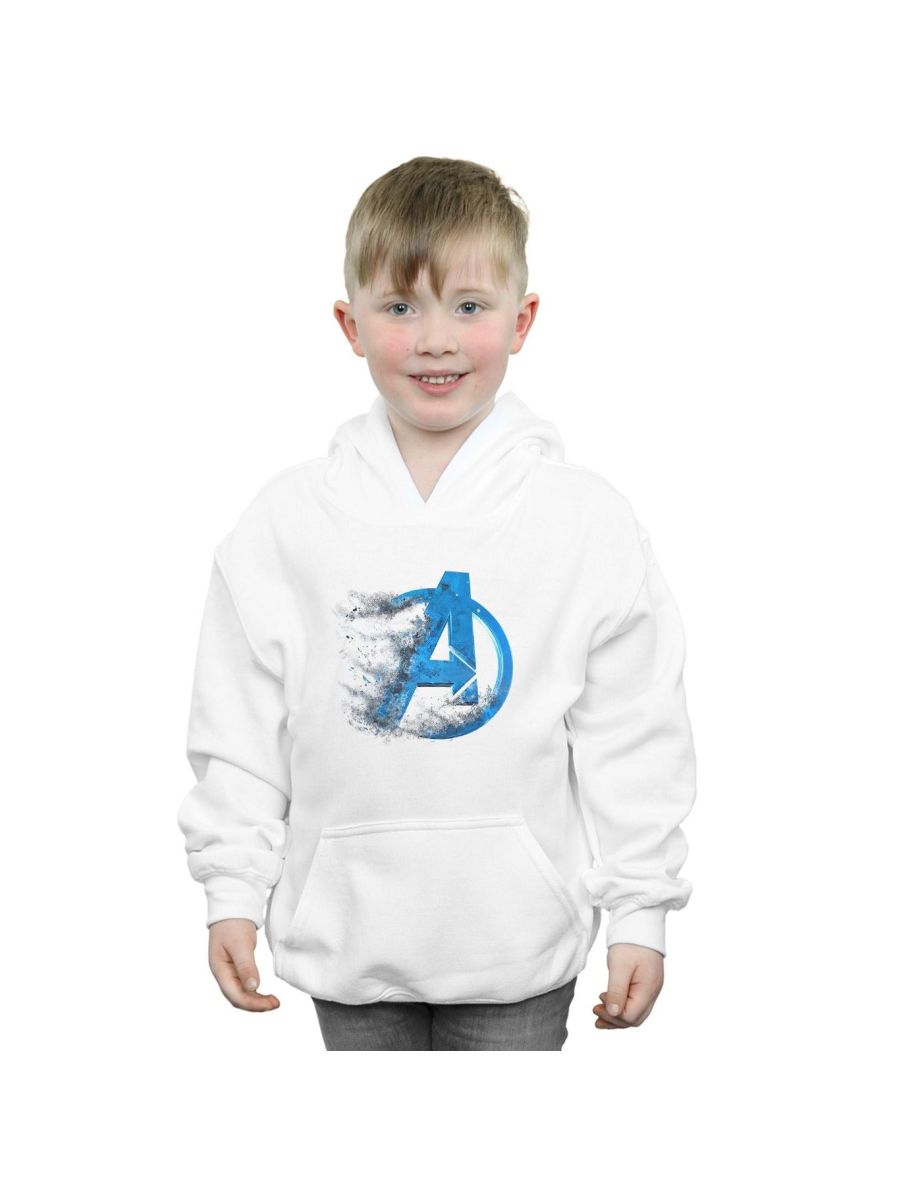 Marvel Boys Avengers Endgame Dusted Logo Hoodie - White