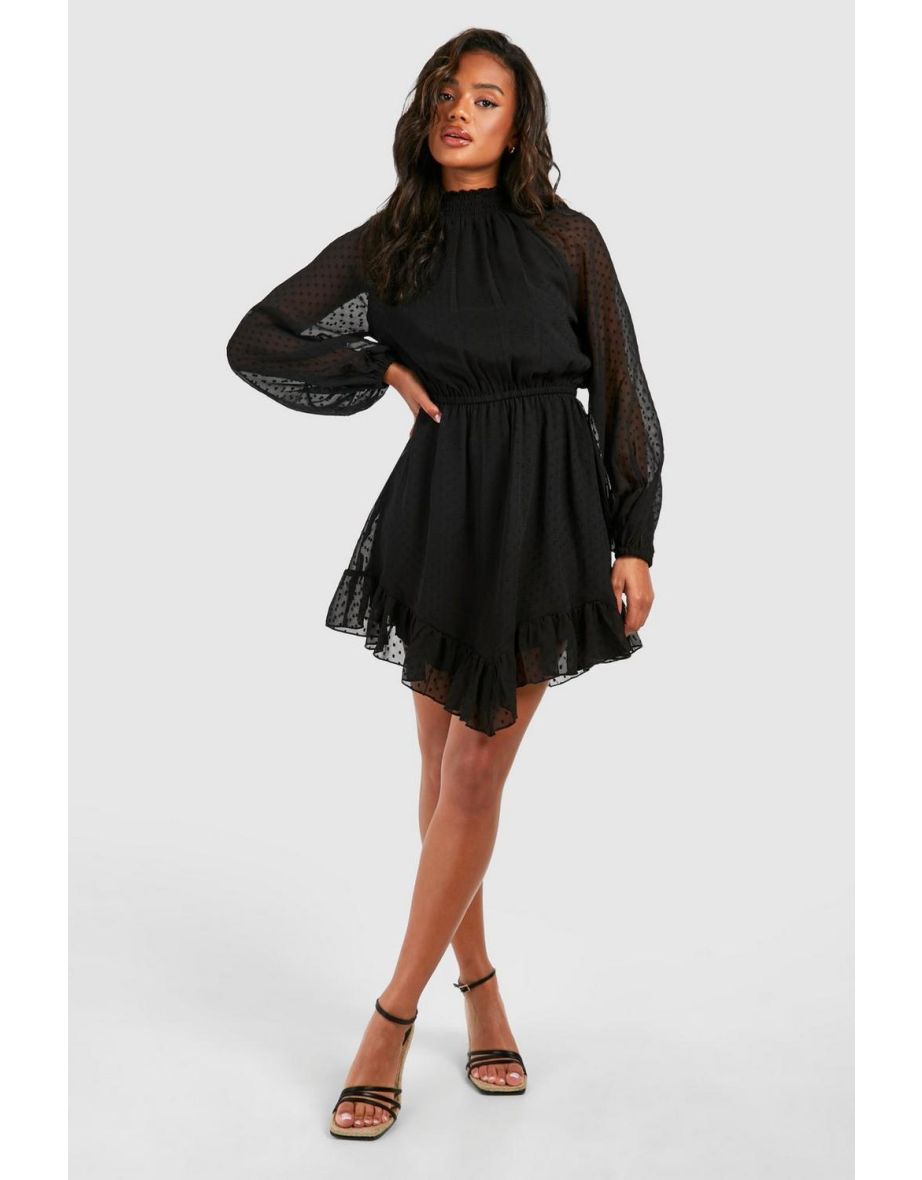 Shop Dobby High Neck Smock Dress black Online in Qatar VogaCloset