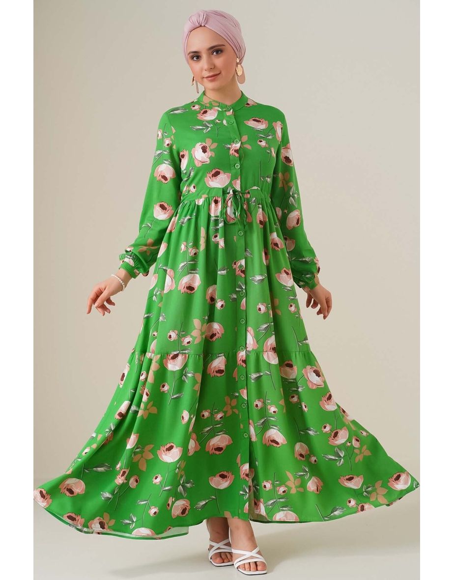 Judge Collar Dress - Dark Green