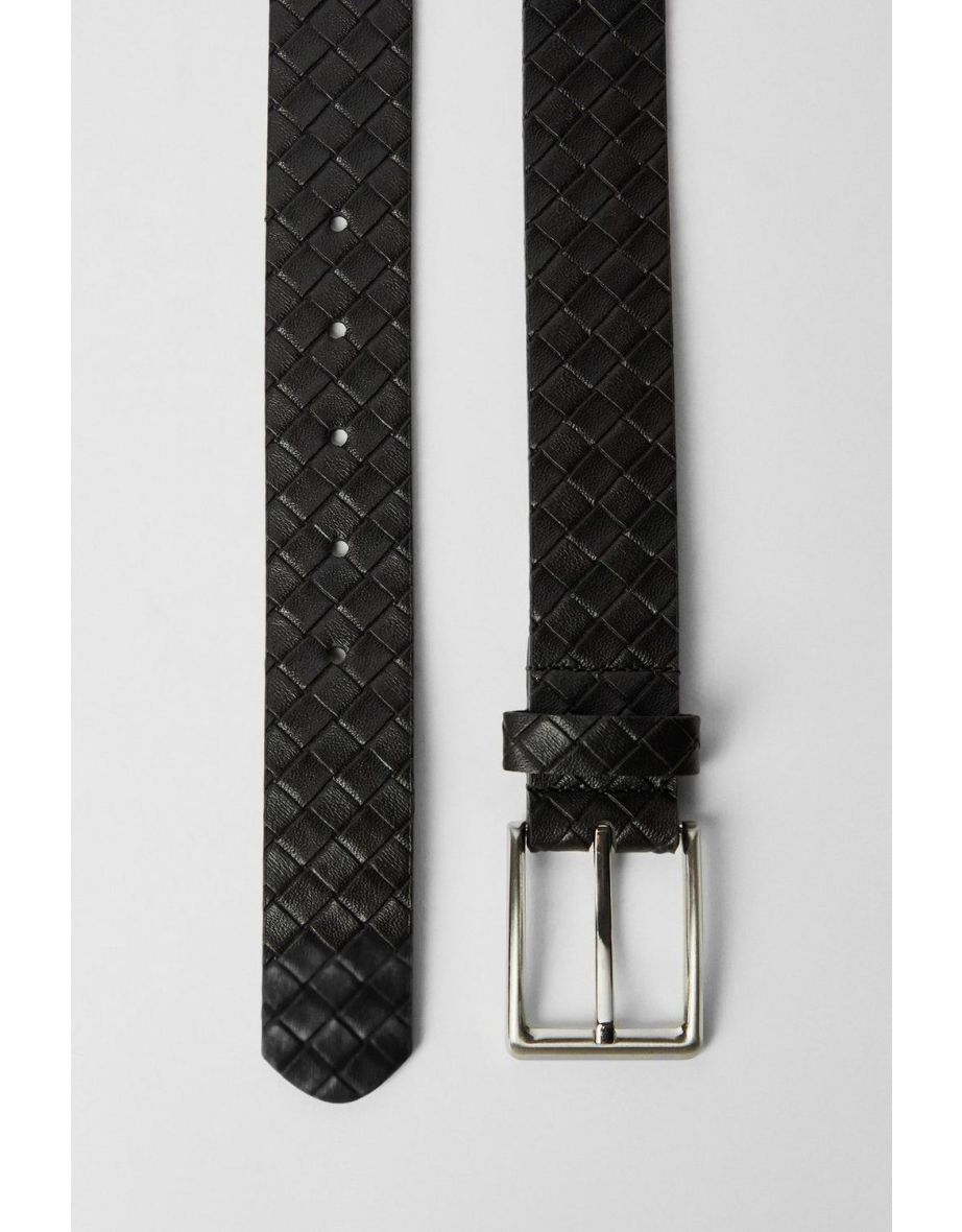 Black Cross Hatch Detail Belt - 3