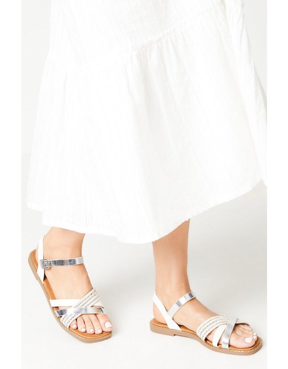Good For The Sole: Melania Comfort Mixed Material Flat Sandals