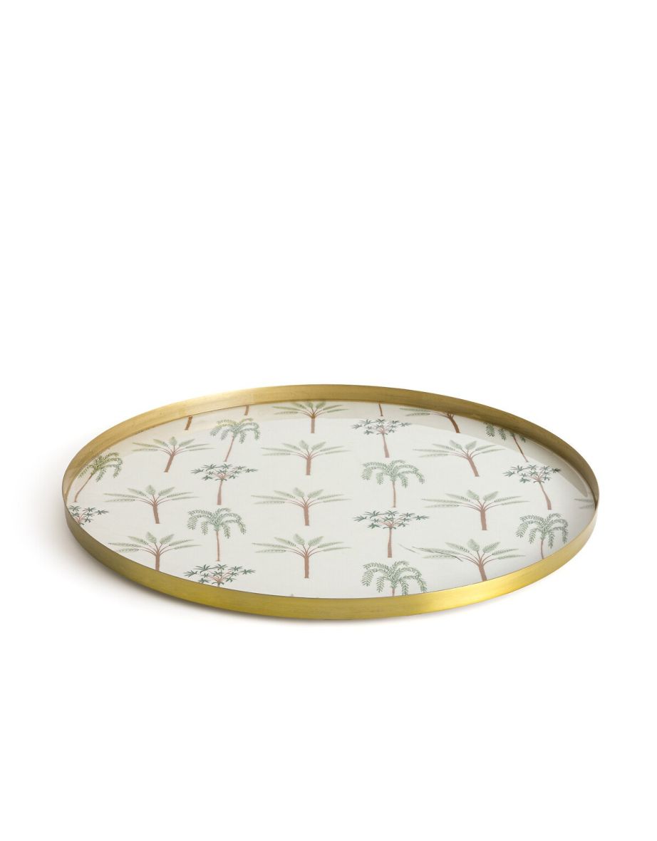Tinghir Palm Round Metal Tray