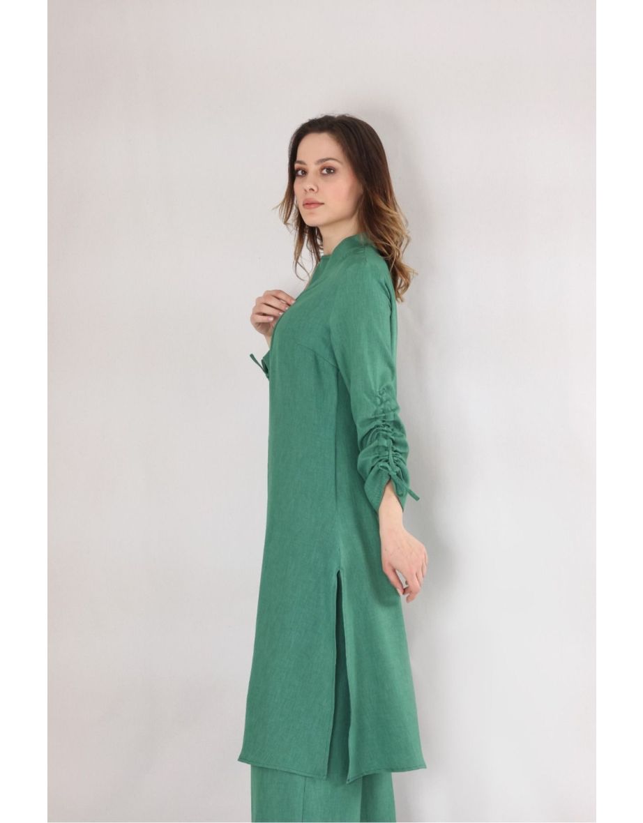 Women's Green Pants Kimono Caftan Set - 2