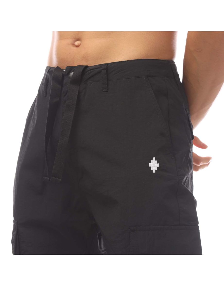 Men's Marcelo Burlon Cross Nylon Cargo Pants in Black - 2