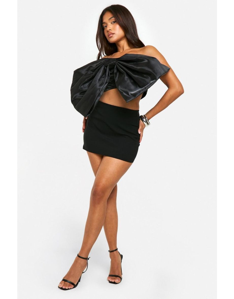 Petite Satin Bow Crop Top