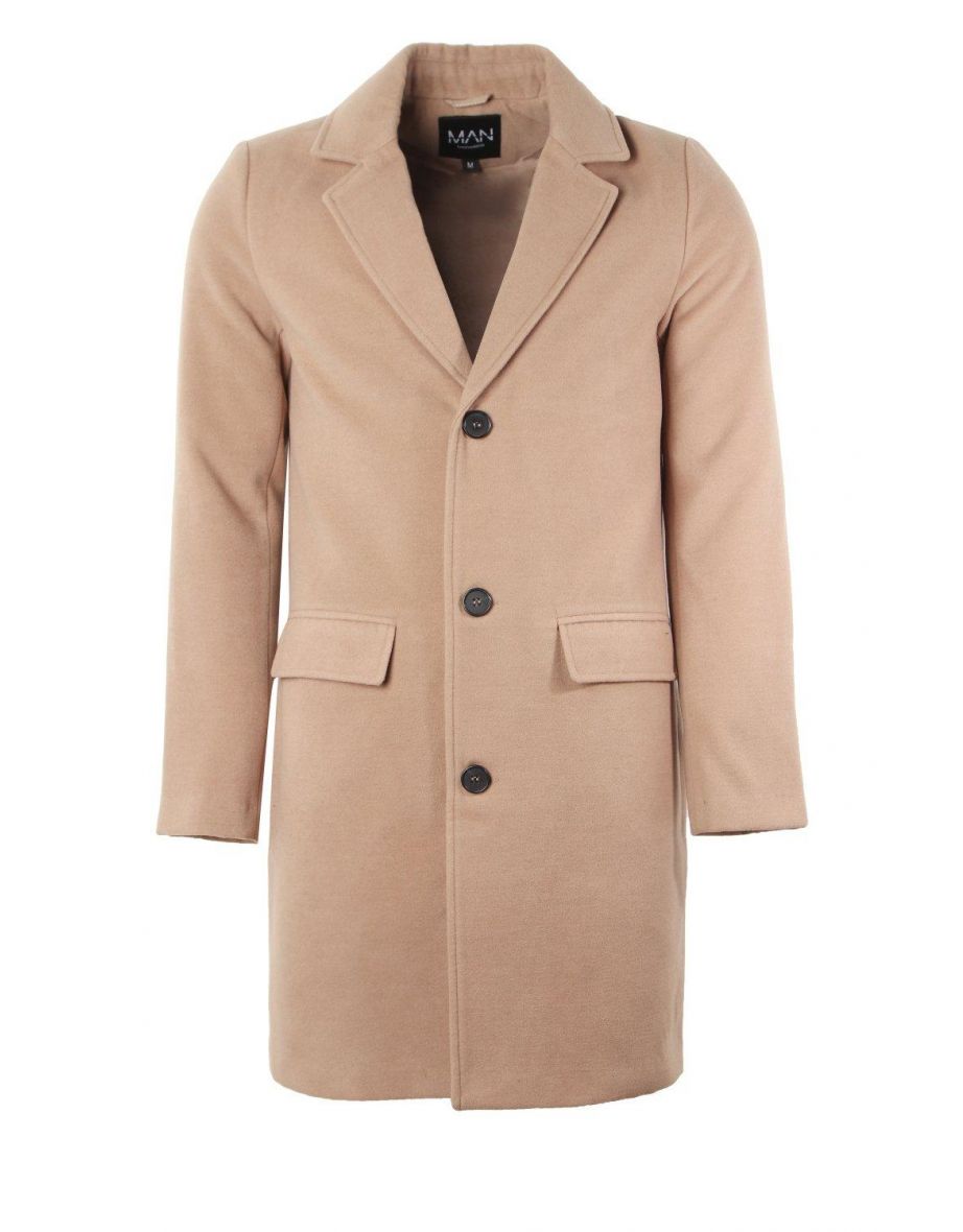 Single Breasted Wool Mix Overcoat - camel - 3