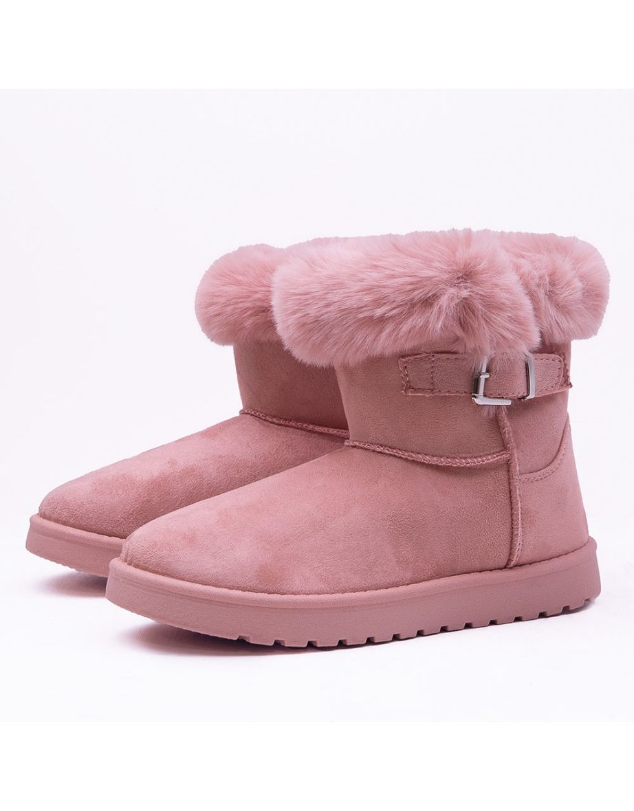 SUSIE FAUX FUR LINED ANKLE BOOTS IN PINK SUEDE