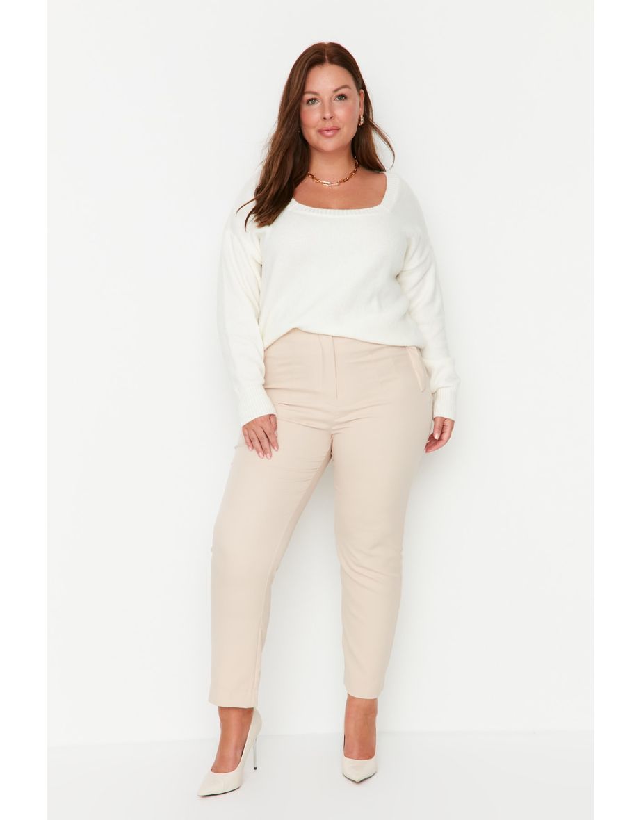 Plus Size Pants - Beige - Cigarette pants