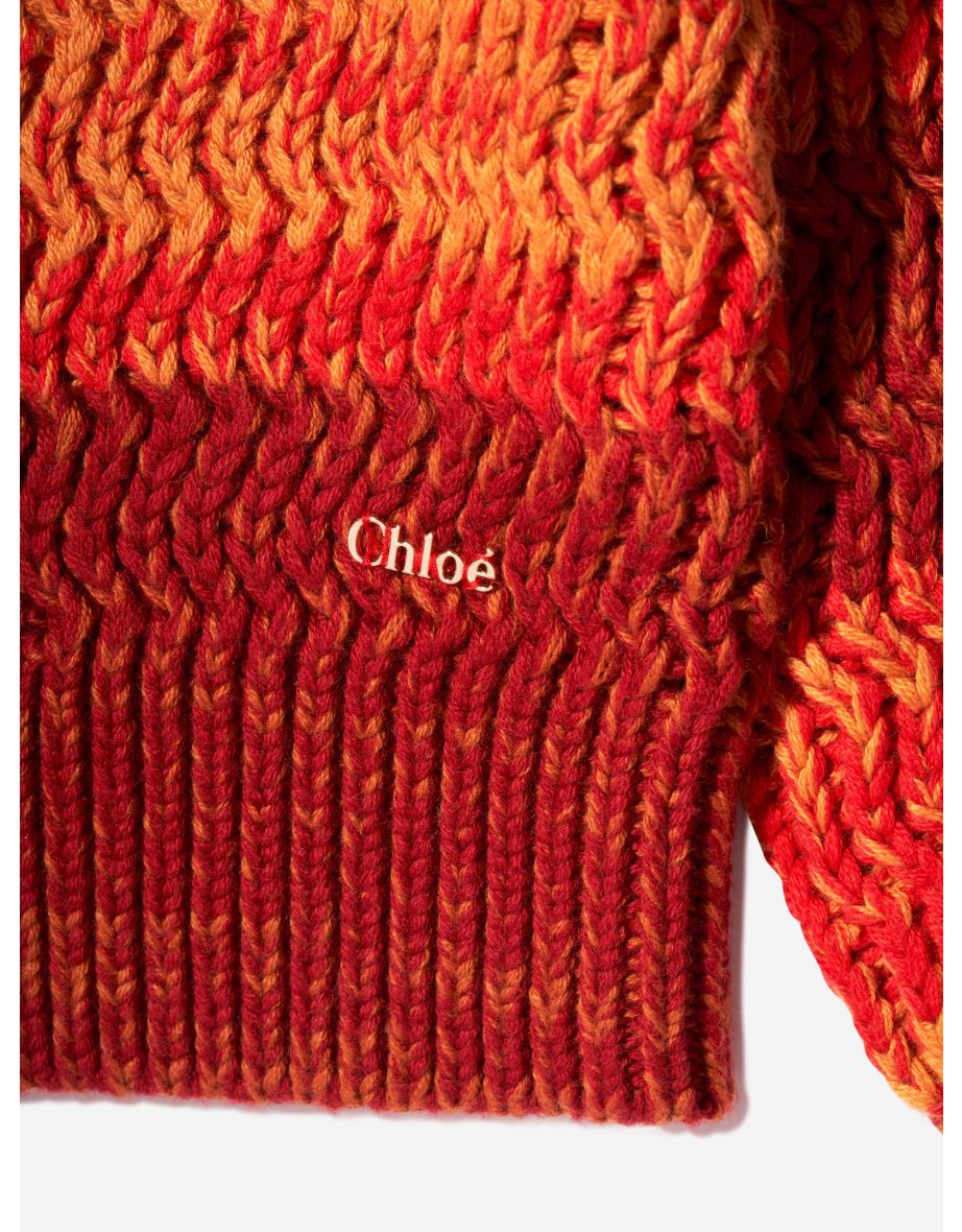 Girls Knitted Gradient Jumper in Crimson - 3