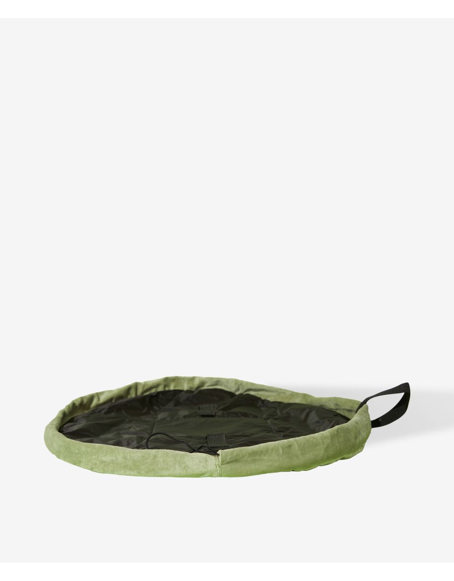Drawstring Makeup Bag in Sage Green Velvet - 2