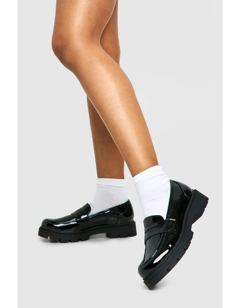 Patent Chunky Loafers - black