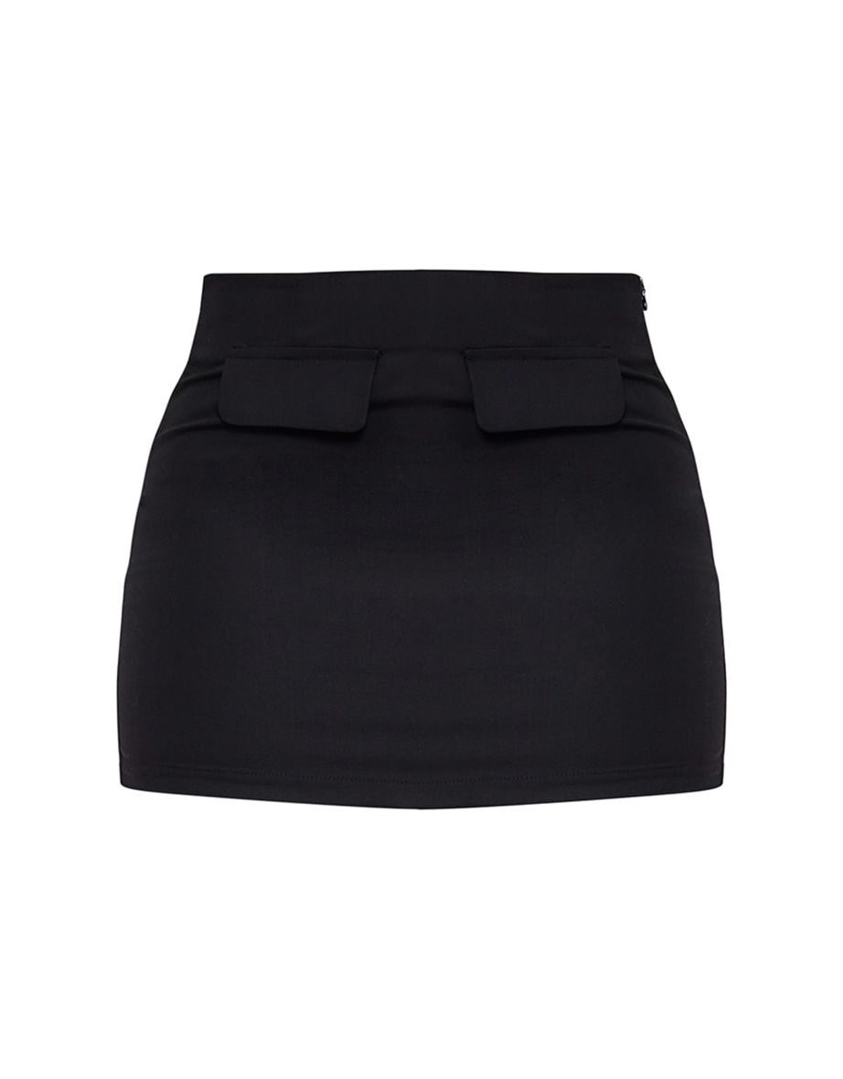 Black Tailored Woven Pocket Detail Low Rise Micro Mini Skirt - 5