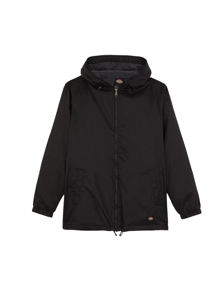 Dickies Mens Hooded Nylon Fleece Lined Jacket - Black